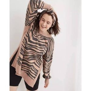 Aerie Pullover Zebra Print Tan Sweater Medium